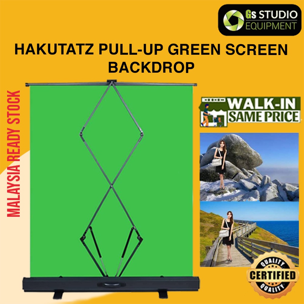 HAKUTATZ Green Screen Backdrop Pullup Style Portable Collapsible