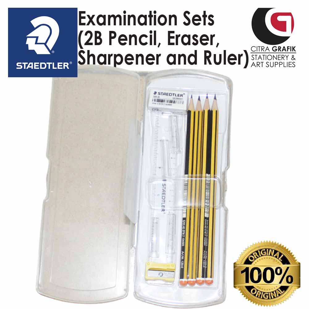 Examination Sets 2B Pencil (4), Eraser, Sharpener and Ruler) | Shopee ...