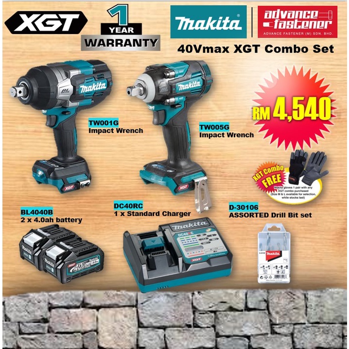 MAKITA 40Vmax XGT Combo Set ( TW001G Impact Wrench / TW005G Impact ...