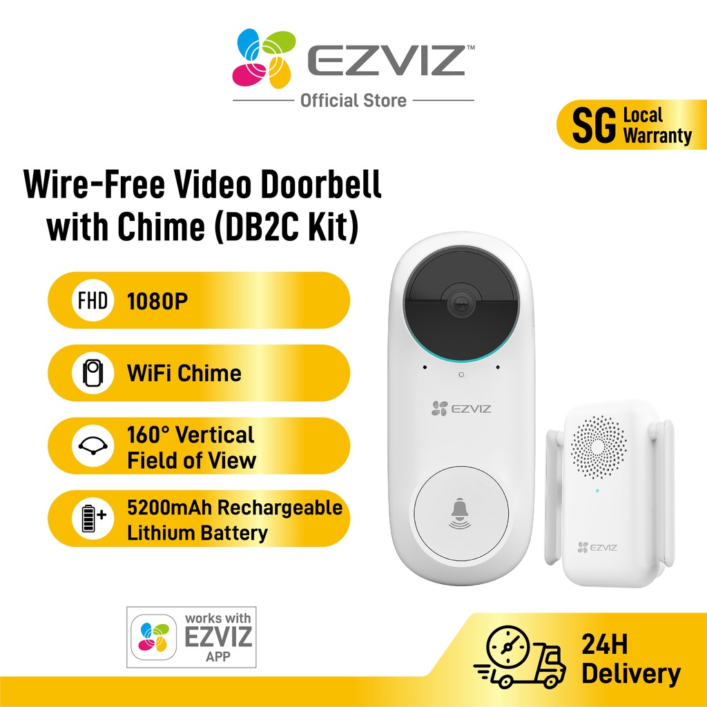 EZVIZ DB2C kit wireless video doorbell with chime smart home