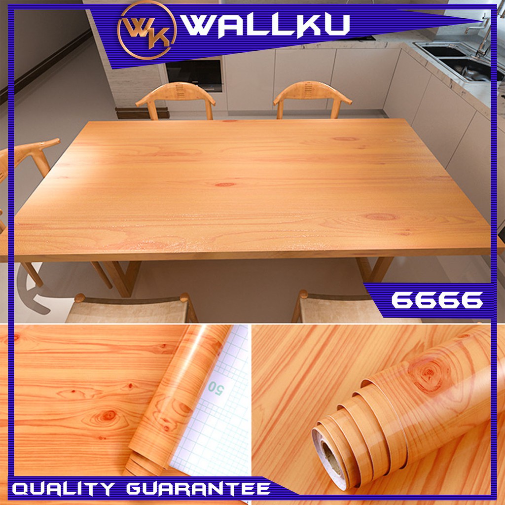 WallKu PVC Wooden Waterproof Self Adhesive Wallpaper Furniture