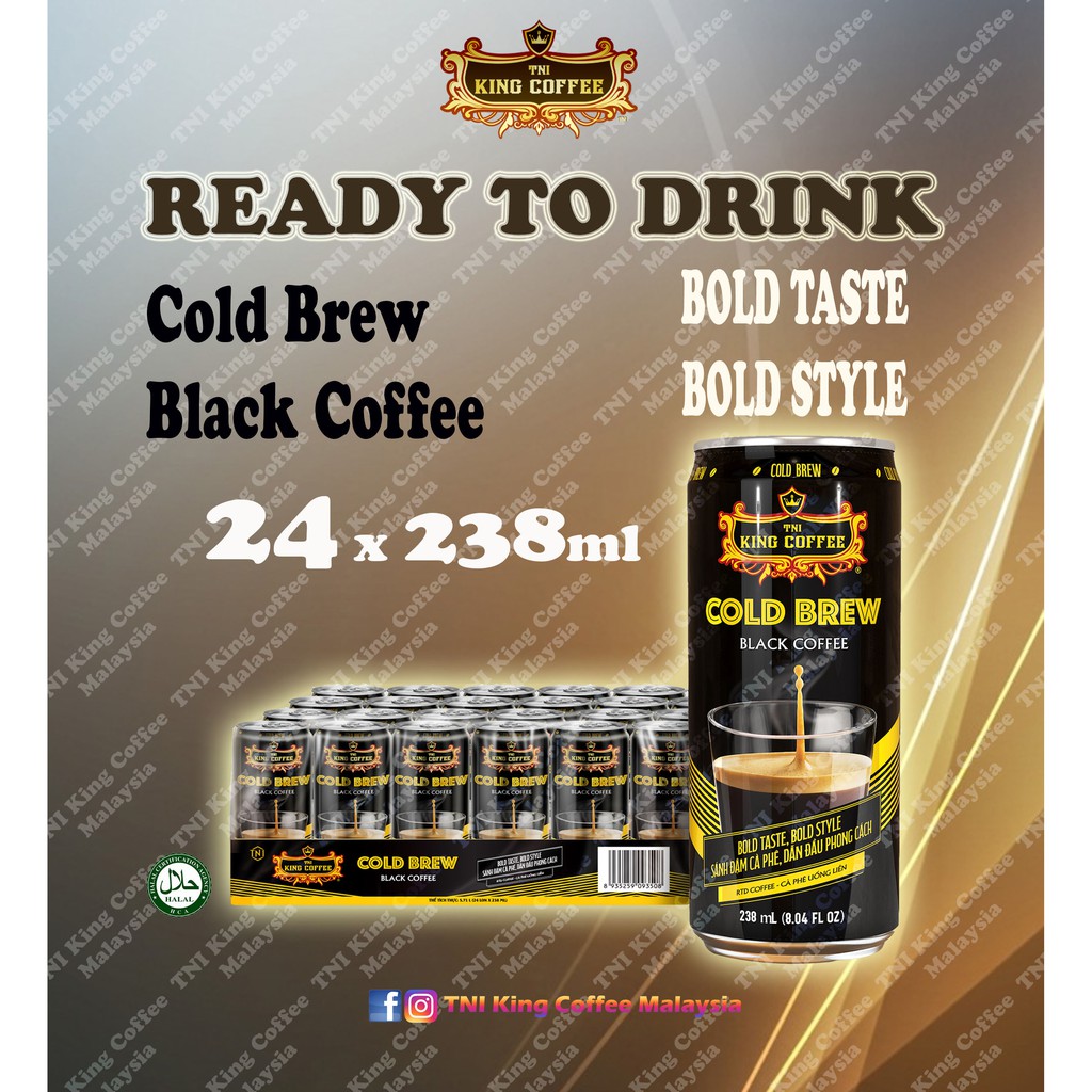 TNI King Coffee RTD Espresso Coldbrew 24 cans Strong Bold Taste