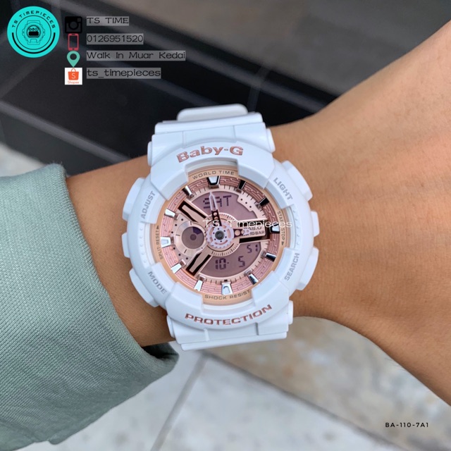 Casio BABY-G White Rose Gold BA-110-7A1 / BA-110 | Shopee