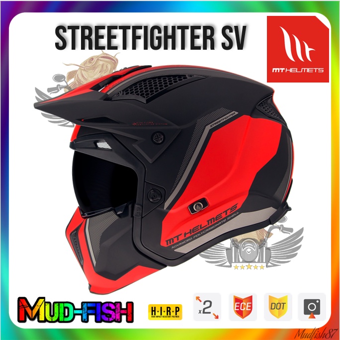 TOPI KELEDAR MT STREETFIGHTER SV TWIN C5 MATT RED FULLFACE HELMET