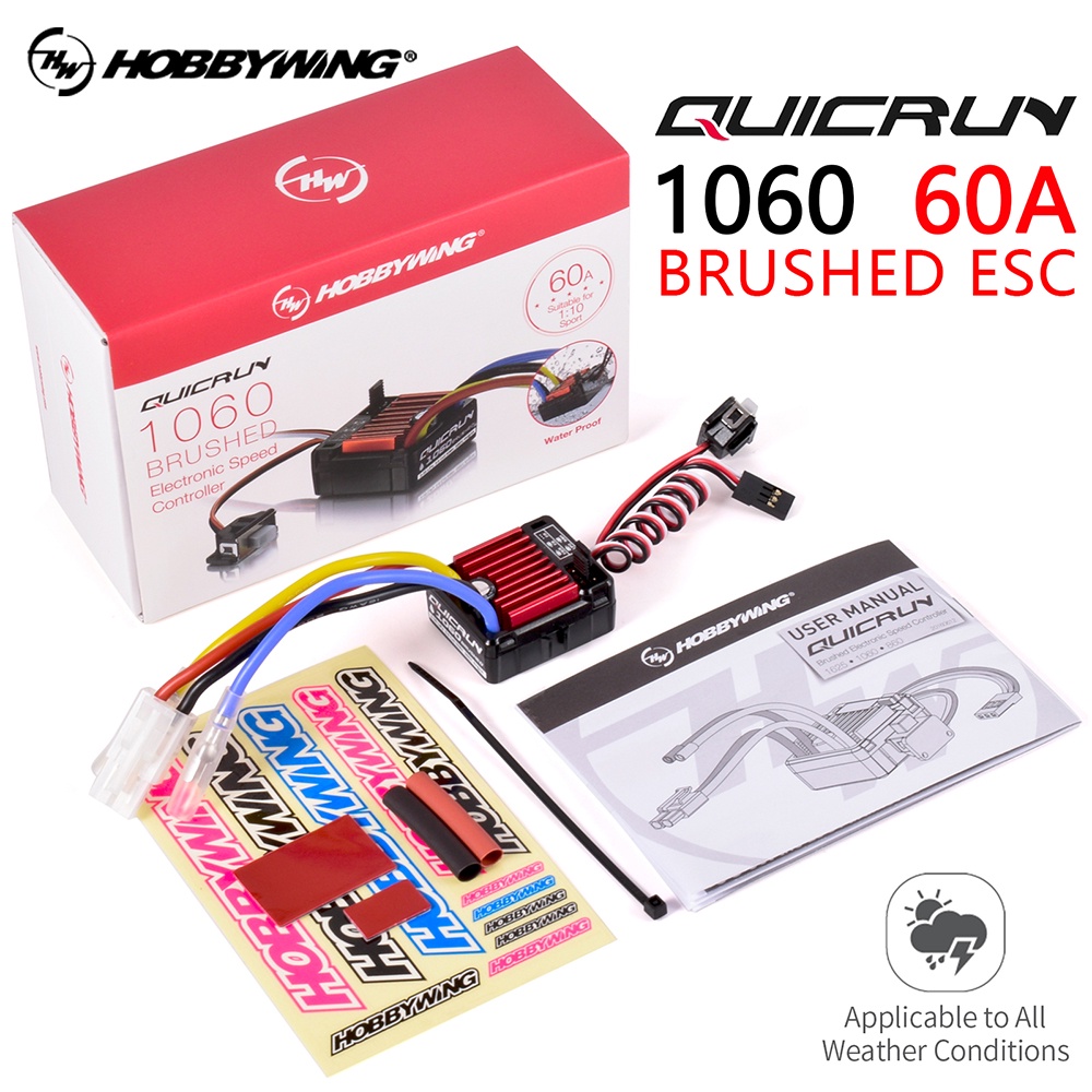 HobbyWing 1060 ESC QuicRun 1060 60A Brushed ESC 2-3S 11.1V For 1:10 ...