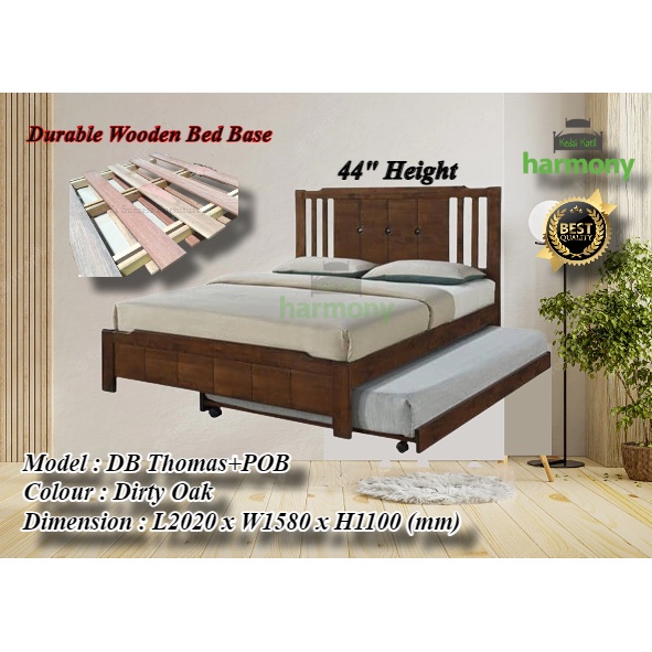 Harmony Thomas Wooden Queen Bed Frame / Solid Wood Queen Bed / Katil