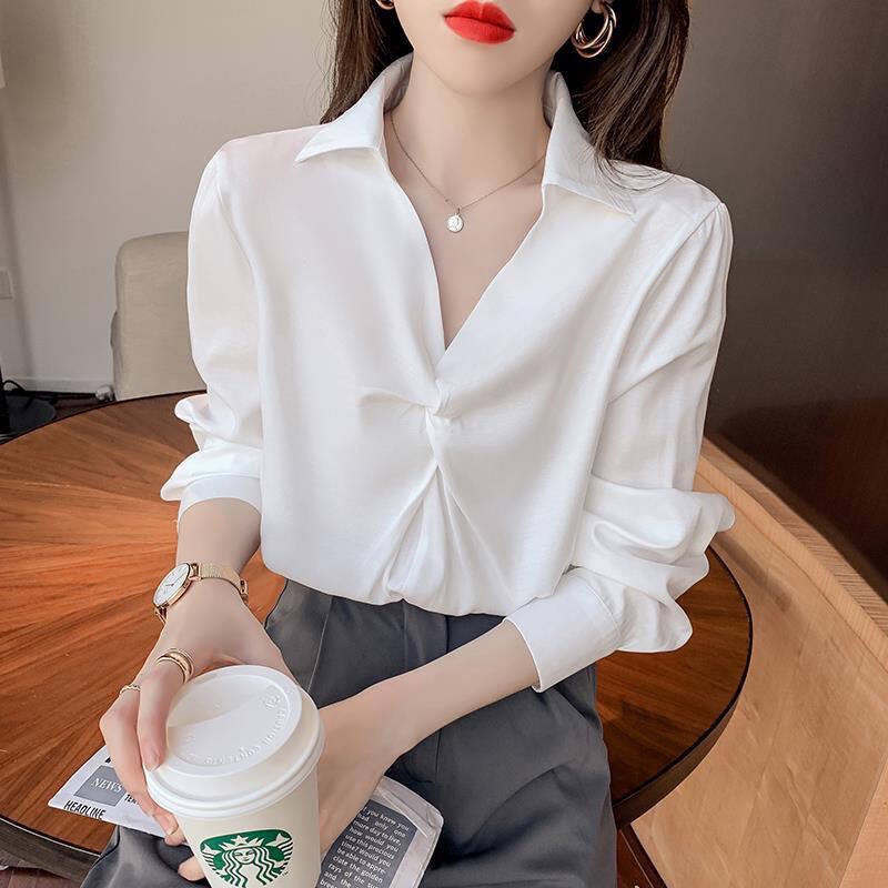 Long Sleeve Shirt Women Korean Style Fashion White Blouse New Design ...