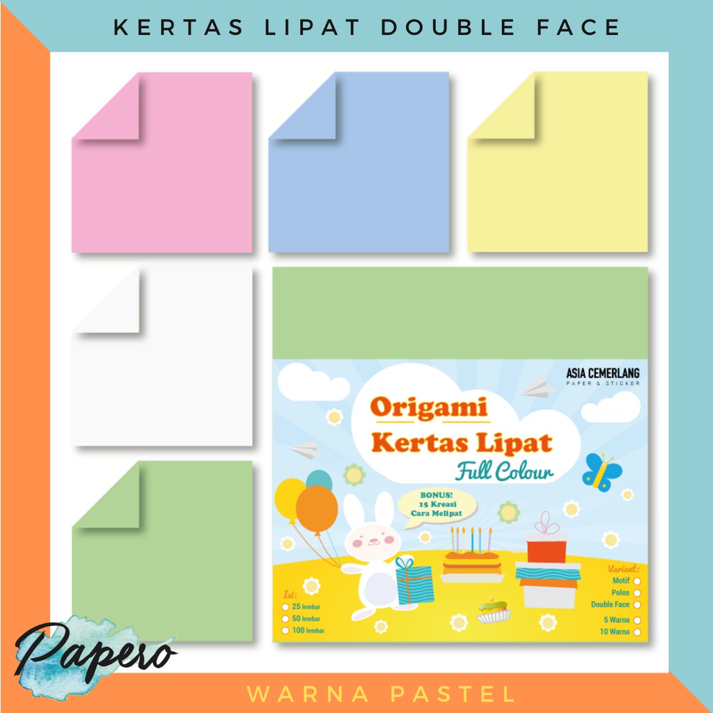 Double Face Folding Origami Paper/Reversible Pastel Color | Shopee Malaysia