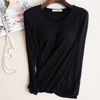 6 Colors Built in Padded Bra T-shirt Women's Long Sleeve