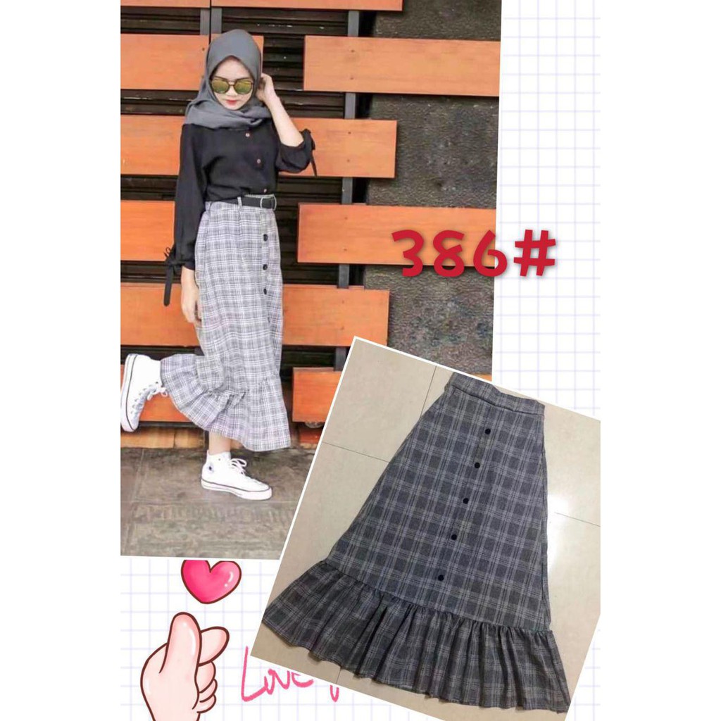 Hot Sales Skirt Neelofa Butang (Corak Petak) Viral | Shopee Malaysia