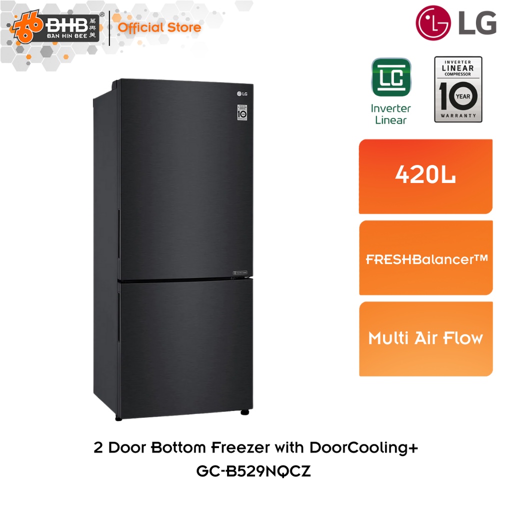 LG GCB529NQCZ 420L 2 Door Refrigerator Bottom Freezer with