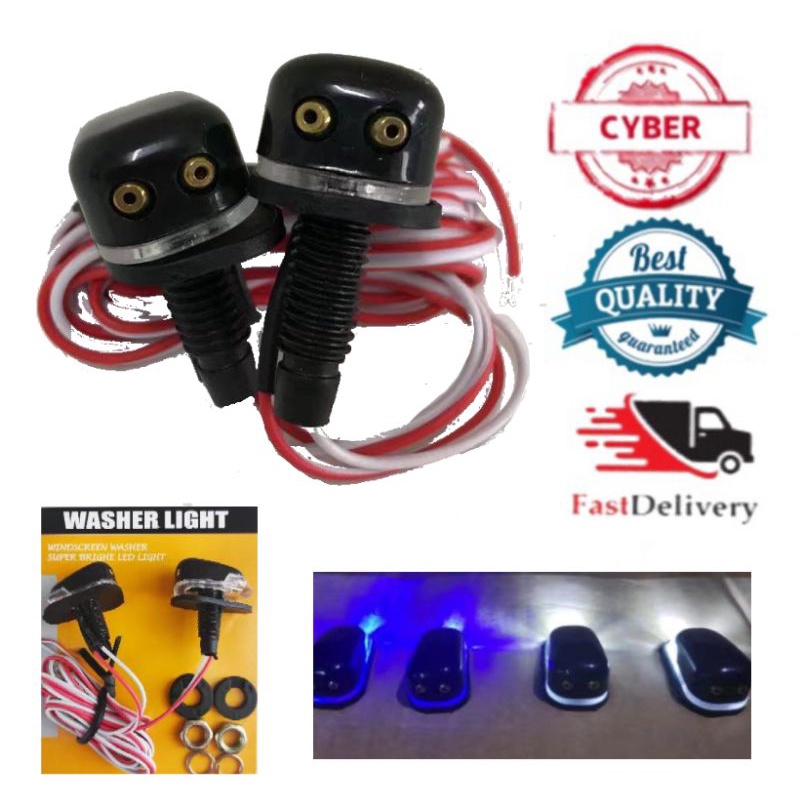 Universal Windscreen LED Washer Light Nozzle | Easy Installation | Blue ...