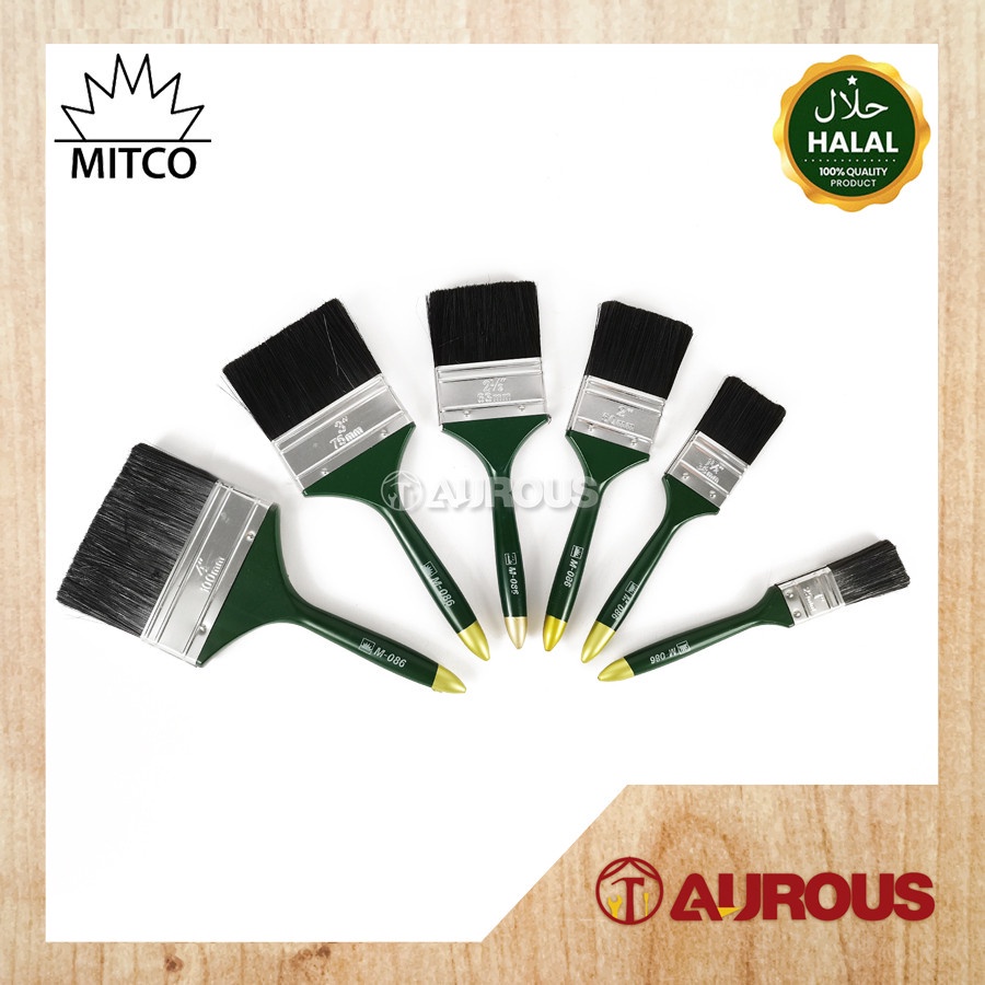 MITCO PAINT NYLON M-086 SYNTHETIC PAINT BRUSH WITH GREEN HANDLE / BERUS