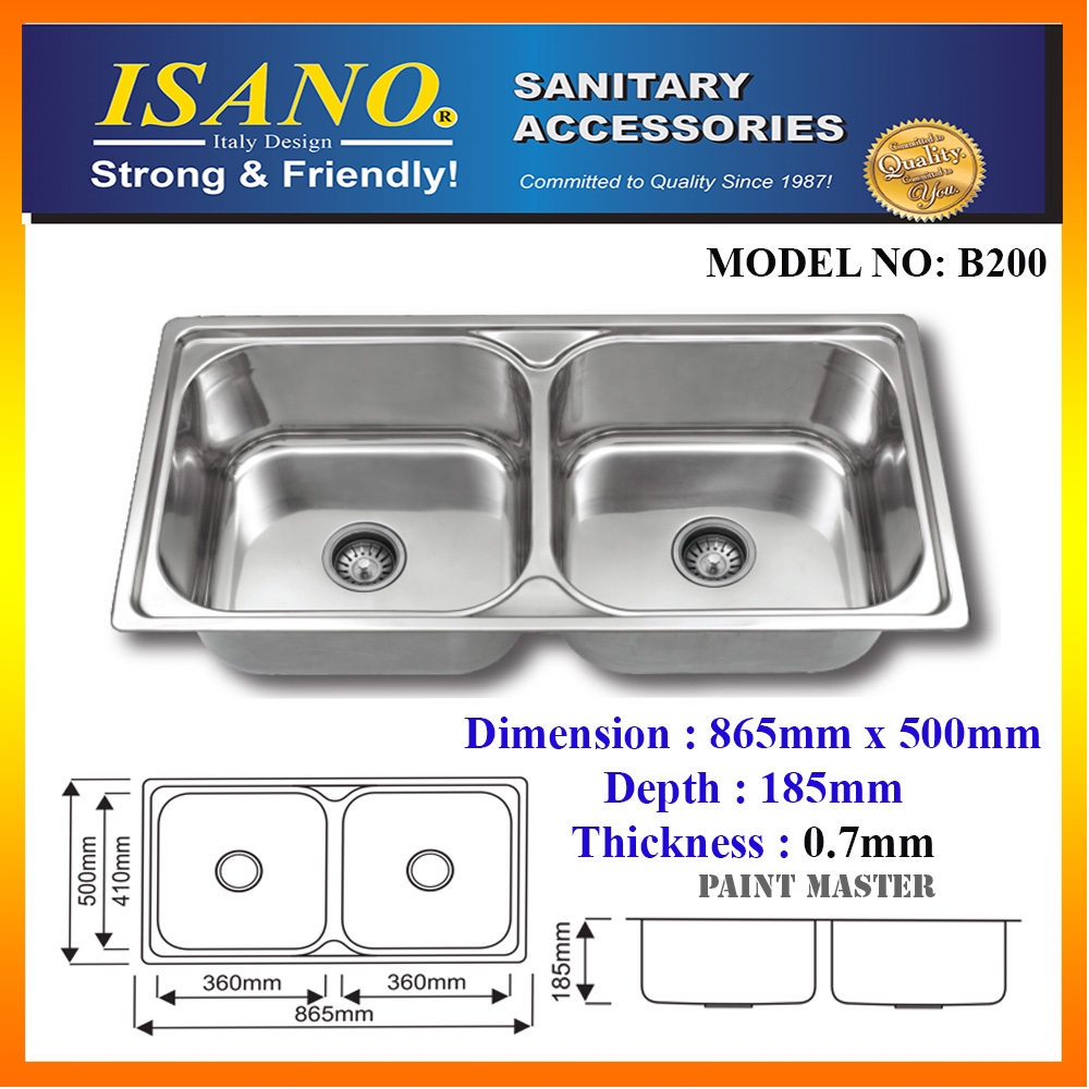 Isano Stainless Steel Double Bowl Sink - B200 | Shopee Malaysia