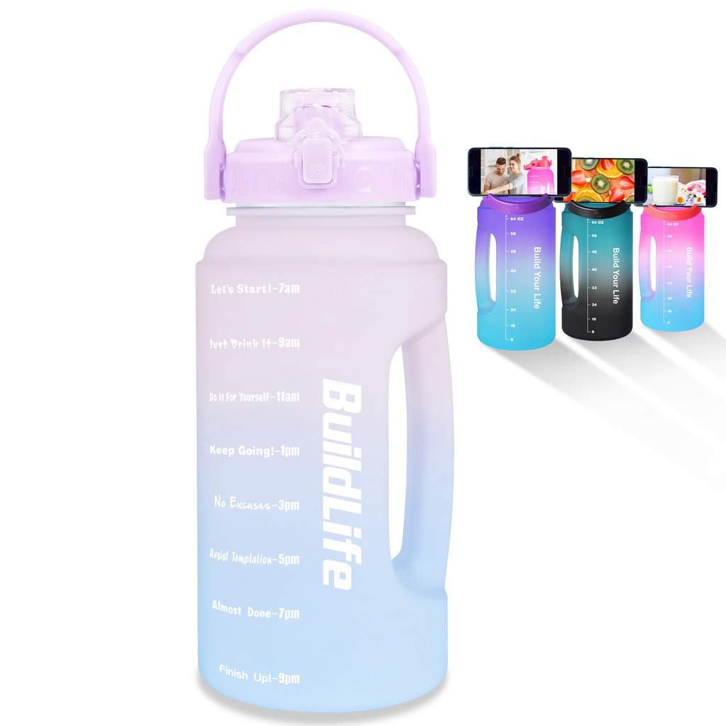 QuiFit Wide Mouth Water Bottle Motivational Tumbler Flip Lid Without Straw For Ourdoor Gym and