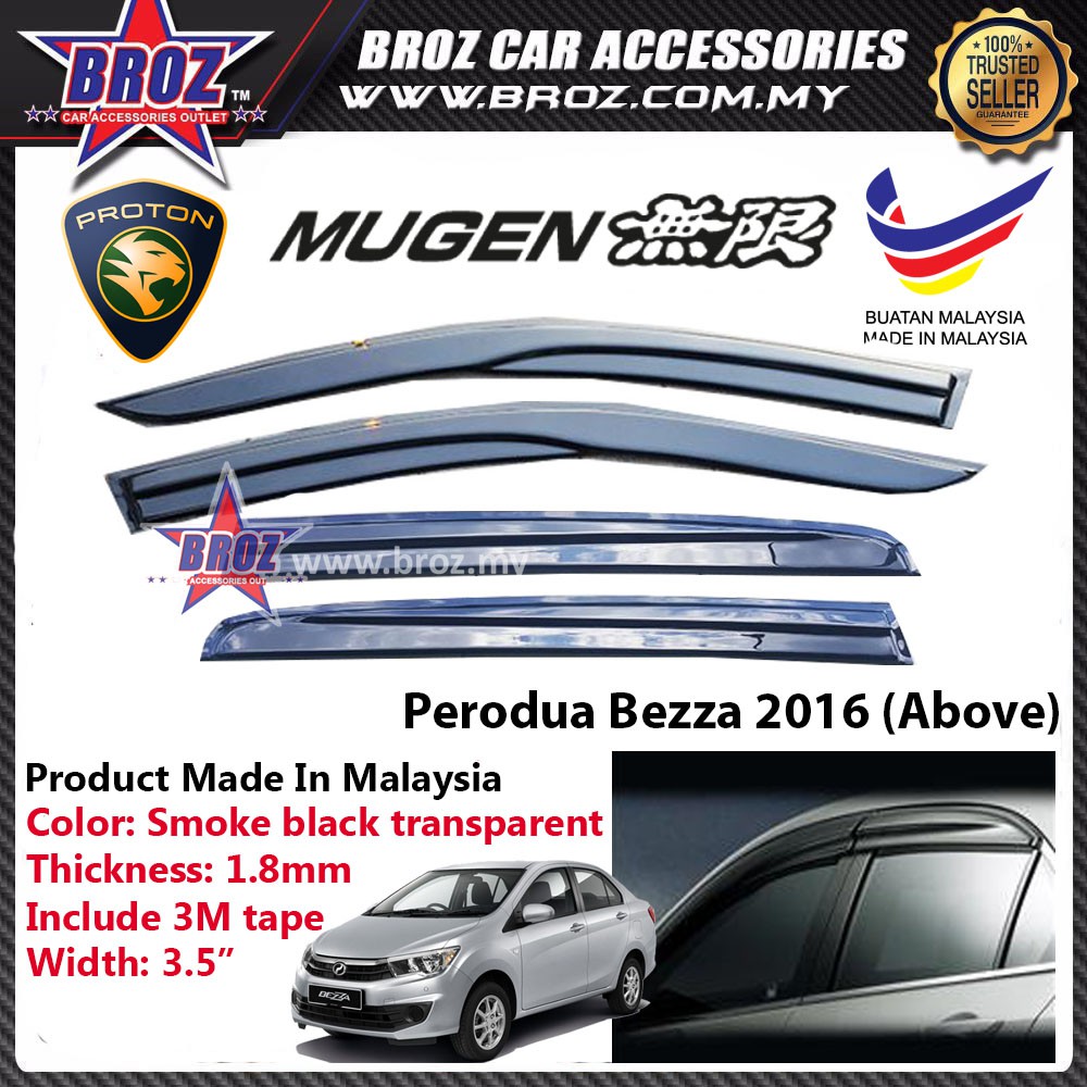Air Press Window Mugen Acrylic Door Visor For Perodua Bezza (4Pcs x 9cm ...