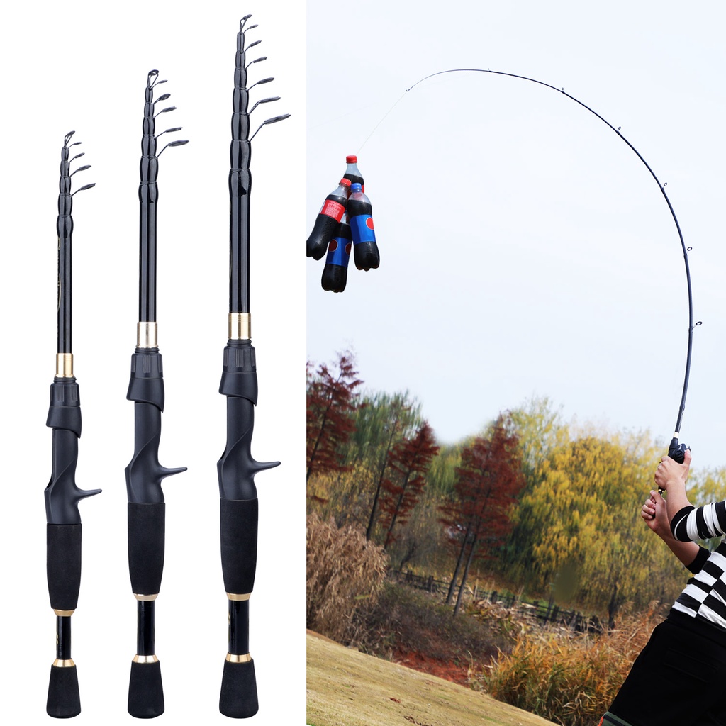 Personalized Fishing Rod Telescopic 1.6M Cork Handle Spinning Casting  Carbon Fiber Pesca Tool, 