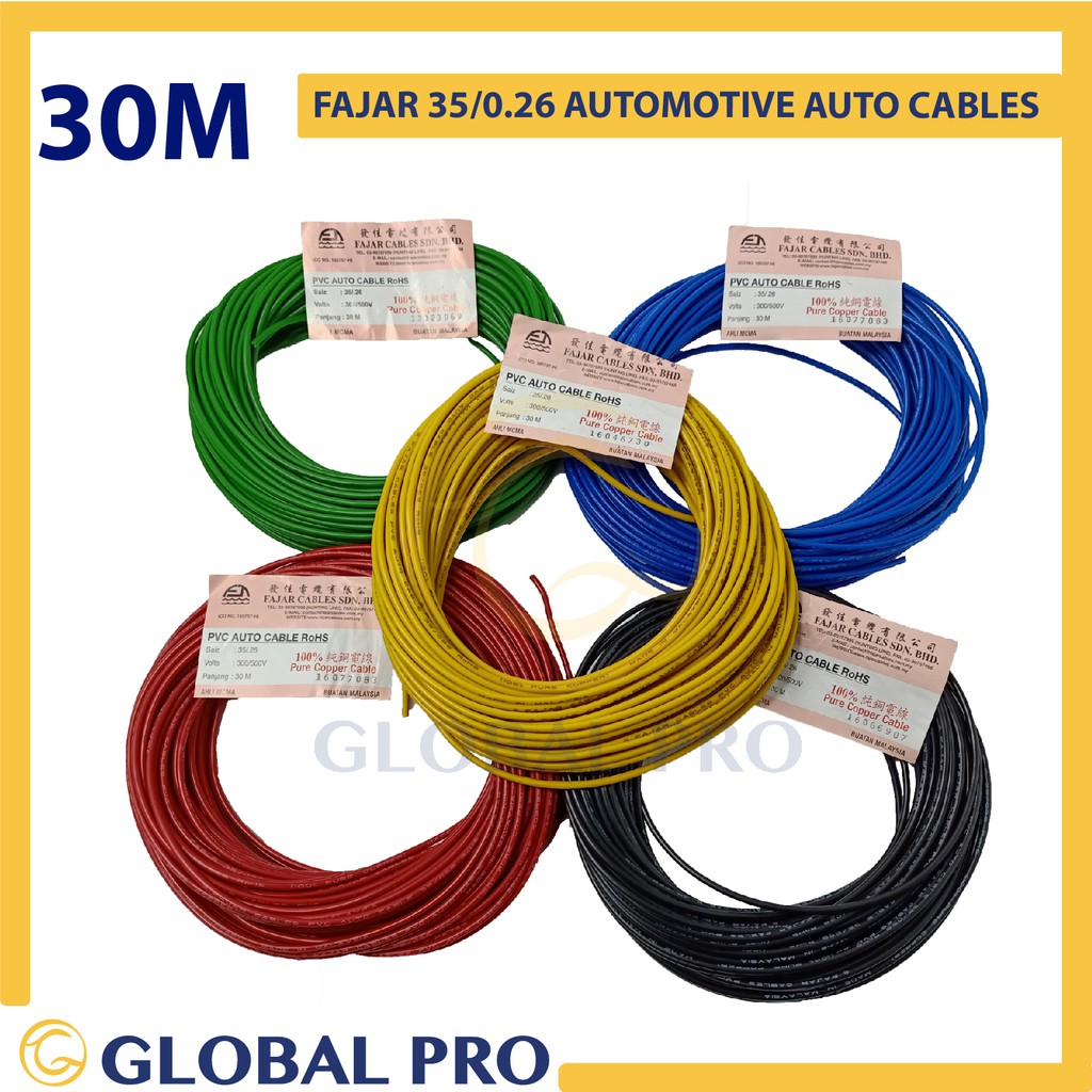 FAJAR 35/0.26MM Car Lori Automotive Wire Auto Cables 100 Copper 30M