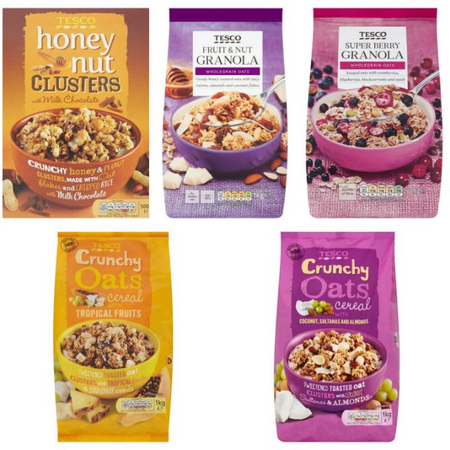 TESCO fruit & nut granola / Super berry granola / crunchy oat / honey