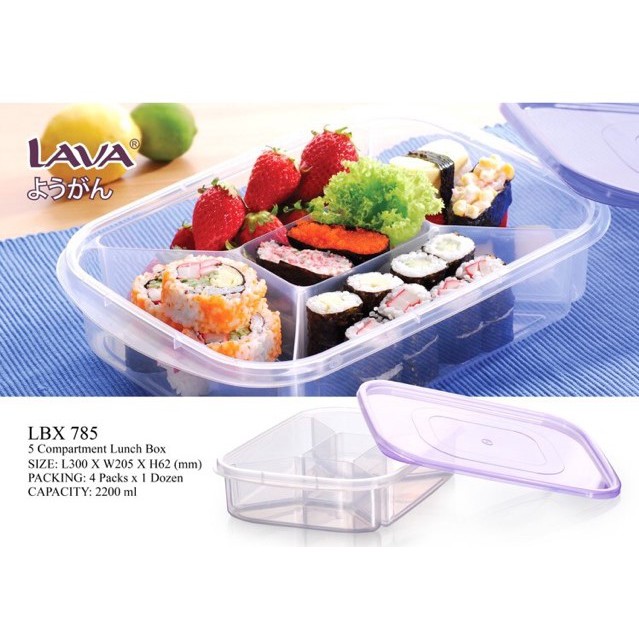 LAVA ECO 3R FOOD CONTAINER 5 COMPARTMENT LUNCH BOX LBX785 2.2L LAVA ...