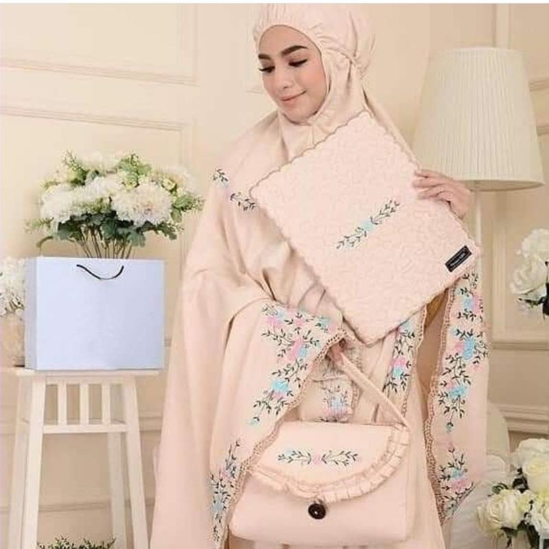 Nazihah Adult Prayer Robe Telekung Raudah Bag and Mini Prayer Rug ...