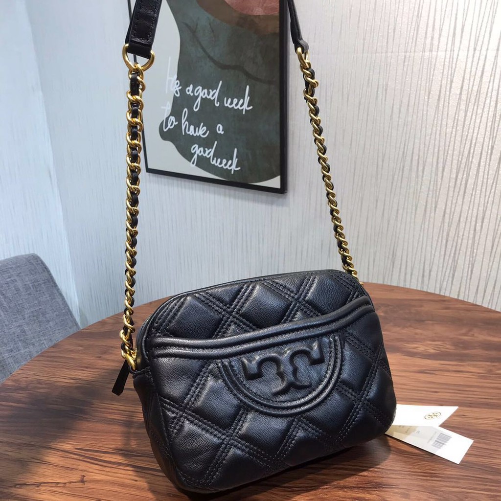 Tory Burch Fleming Soft Camera Bag Black One Size: Handbags