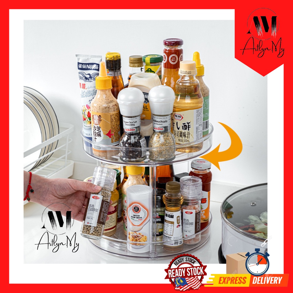 PROMO RAYA Rotating Storage Food Spice Rack Shelf Lazy Susan 360 ...