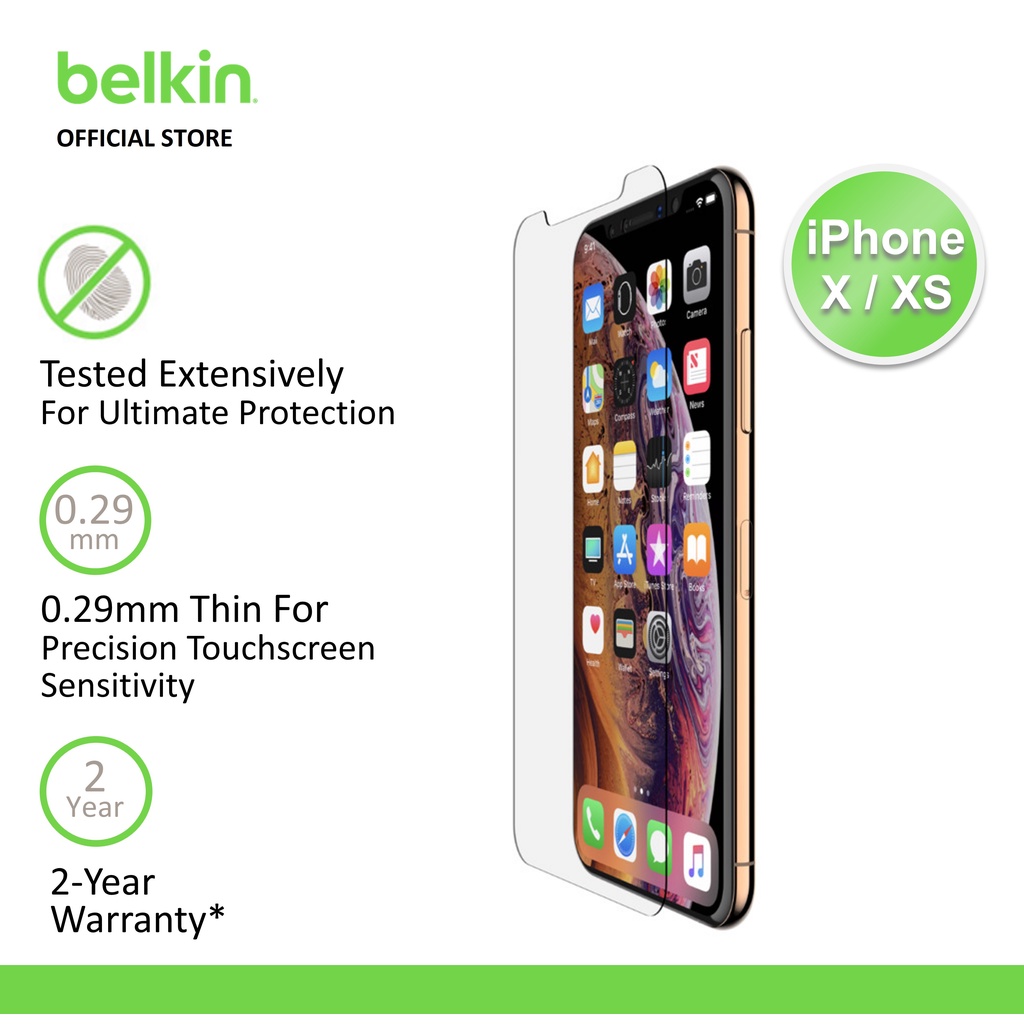 Belkin F8W874zz SCREENFORCE InvisiGlass Ultra Screen Protector for iPhone X / XS Shopee Malaysia