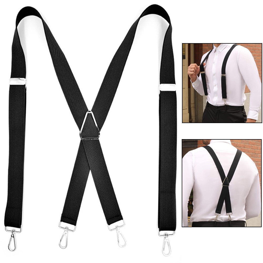 Heavy Duty Suspenders Straps for Men Wedding Party Formal Casual X Back ...