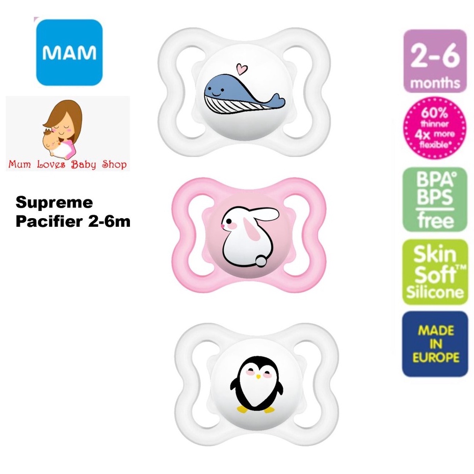 MAM Supreme Pacifier 2-6m/6m+/16m+ (1pc) | Shopee Malaysia