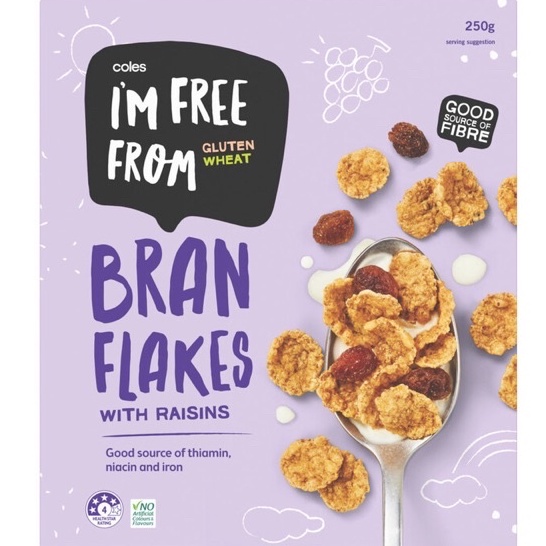 Coles I'M Free From Gluten Corn Flakes 375g/ Bran Flakes 250g Shopee