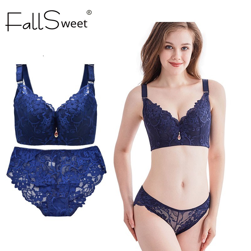 FallSweet Push Up Lace Bra Set For Women Plus Size Bra And Panties Set