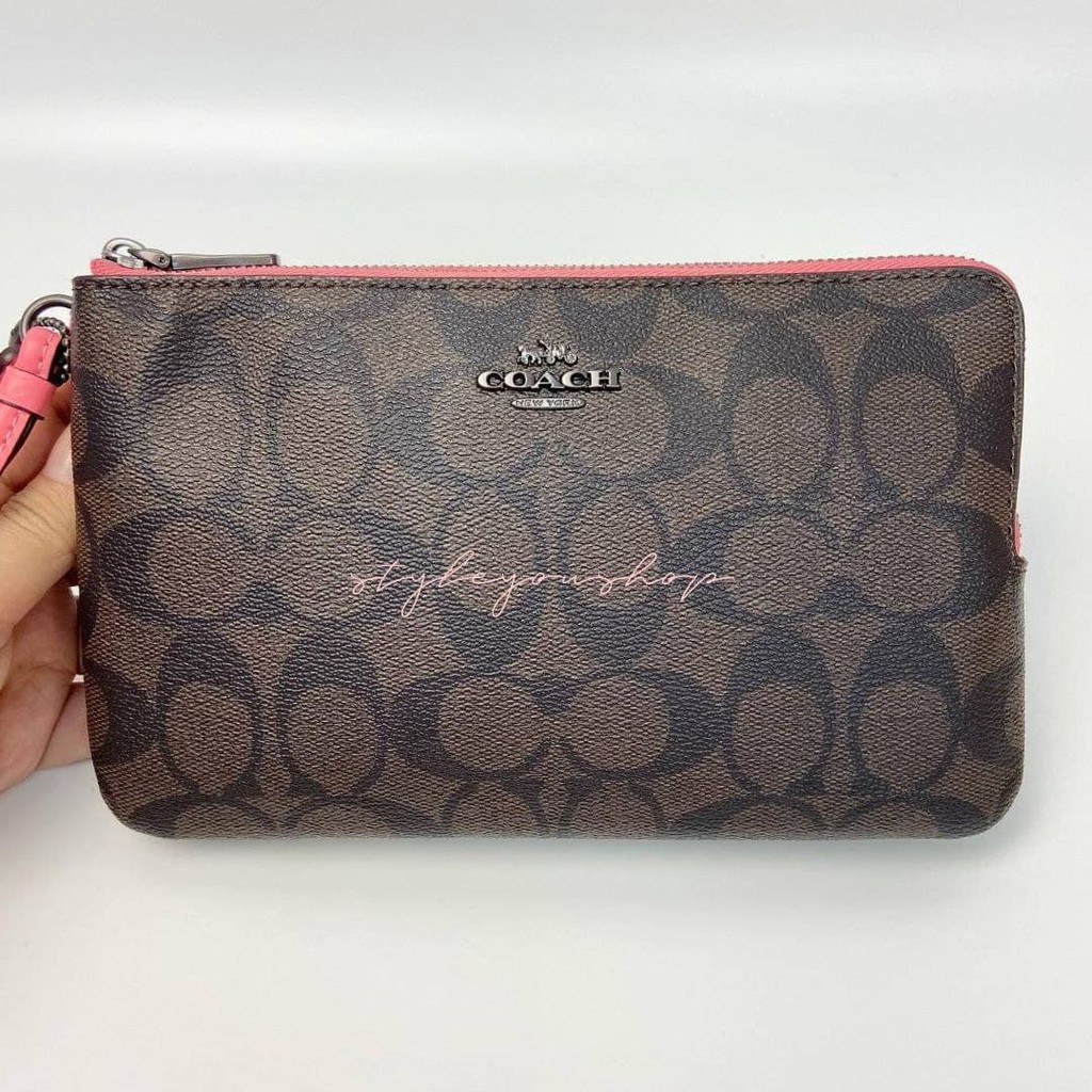 Coach signature pvc cheap large wristlet