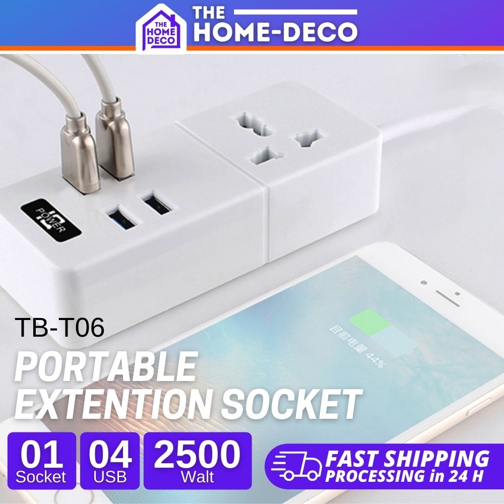 TB-T06 Portable Extension Socket Universal Socket Outlet 2500W With 4 ...
