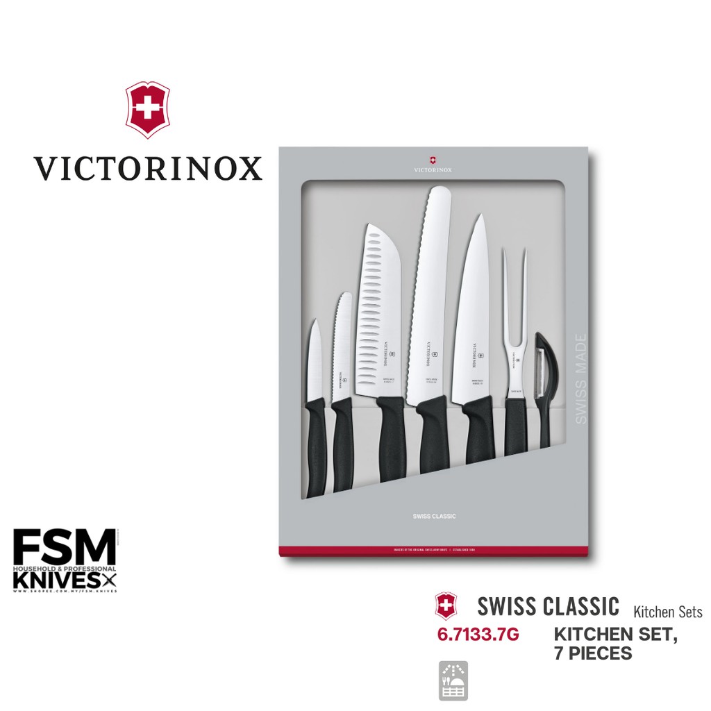 Victorinox Swiss Classic Kitchen Set, 7 pieces in black - 6.7133.7G