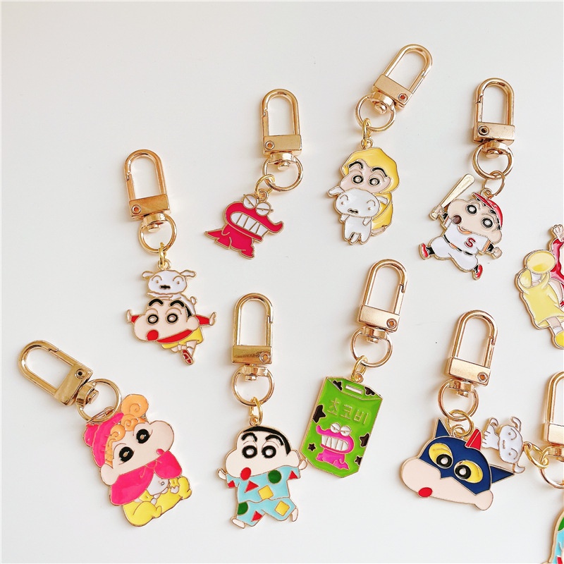 Cartoon Crayon Shin Chan Keychain Alloy Key Ring Bag Pendant Accessories Couple Jewelry Shopee Malaysia