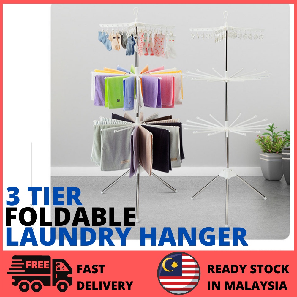 🔥Ready Stock 🔥Tier Clothes Hanging Drying Rack Baby Clothes Drying Rack Laundry Underwear Socks