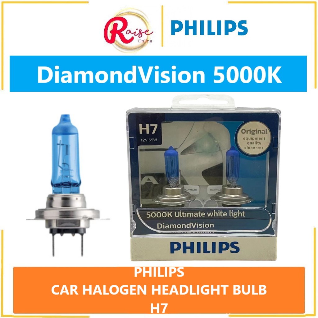 FREE LED T10) Philips H7 Diamond Vision 5000K White Halogen Light