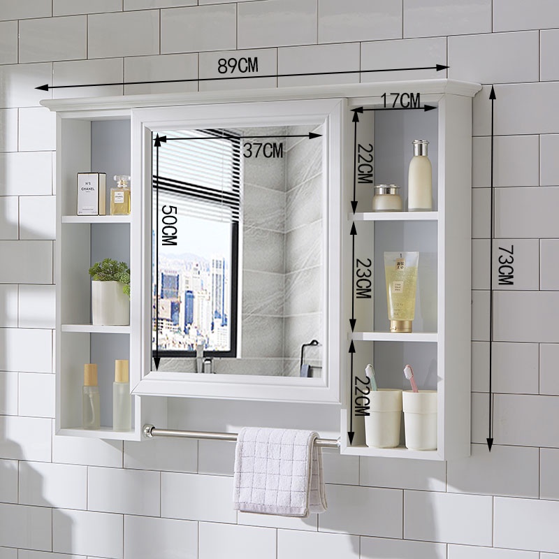 ELBathroom Mirror WallMounted Mirror Box with Shelf Bathroom