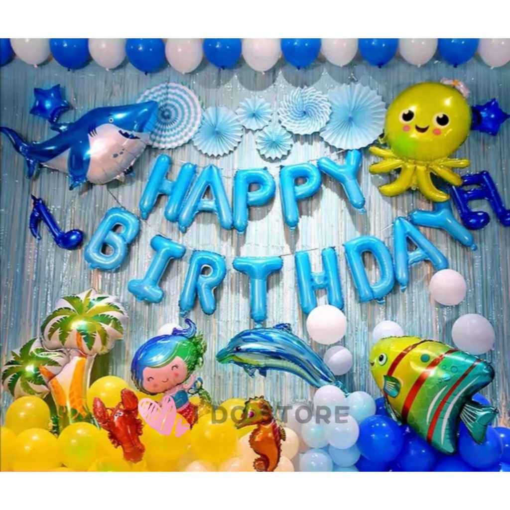 【READY STOCK】Baby Girl Birthday Balloon Mermaid/UNDER THE SEA/Ocean ...