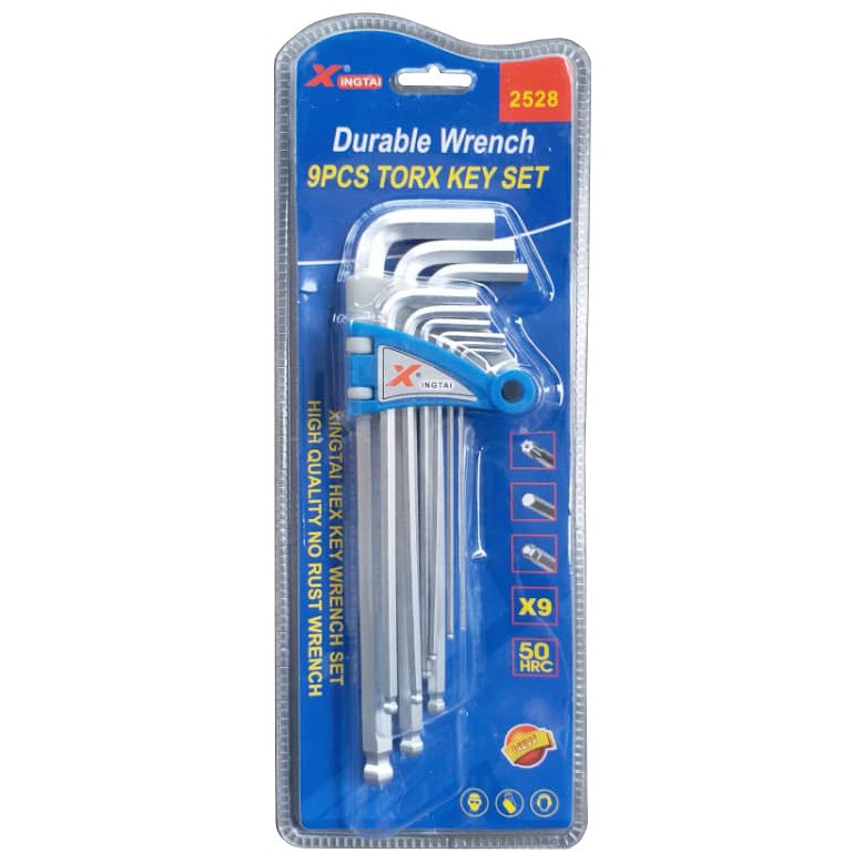 Hex key / Torx key long ballpoint set 9pc chrome vanadium 5hrc (Ready ...