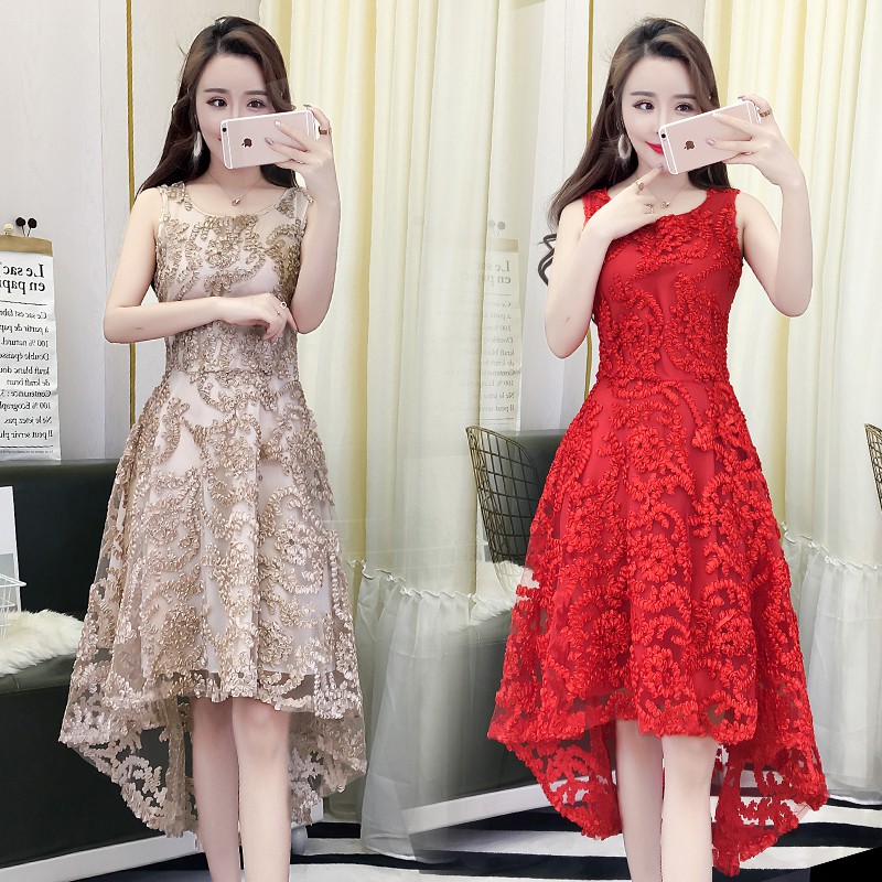 Women Elegant Midi Dress Party Evening Wedding Dinner Dress