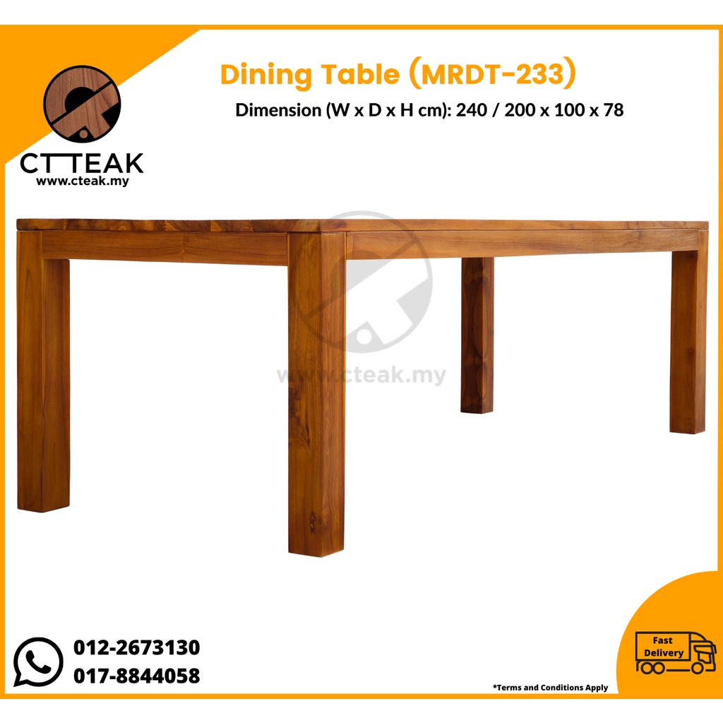 CT Teak Furniture Jati / Teak Wood Dining Table (MRDT-233) | Shopee ...