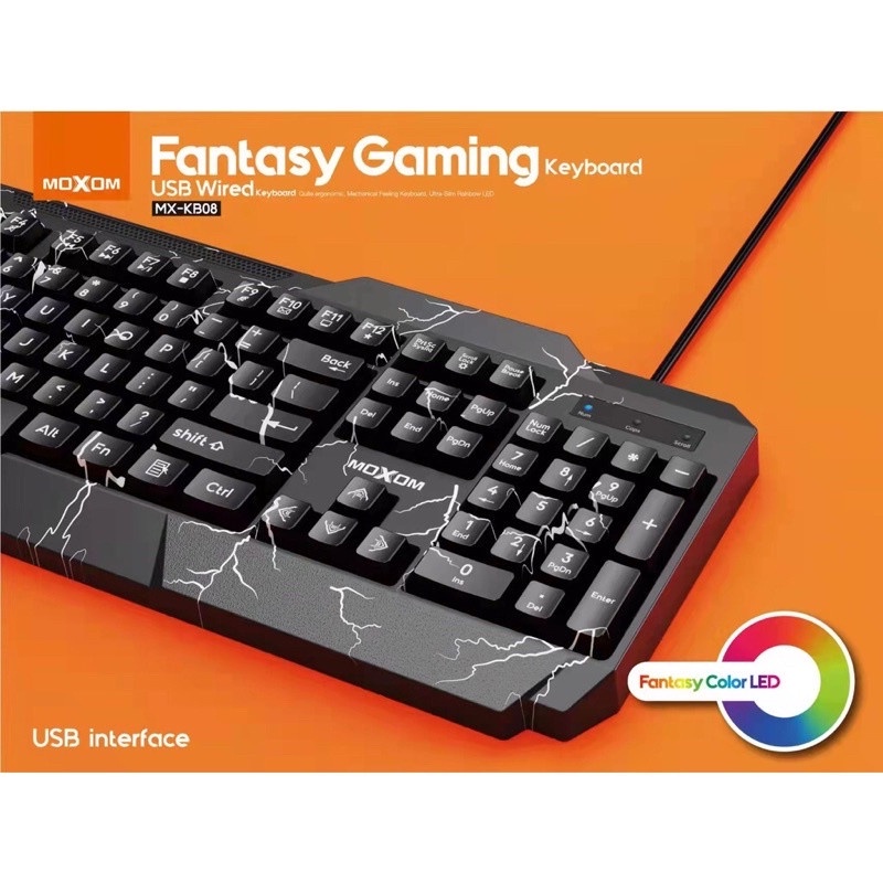 MOXOM MXKB08 Fantasy Gaming Mouse Keyboard Suspension Rainbow Light