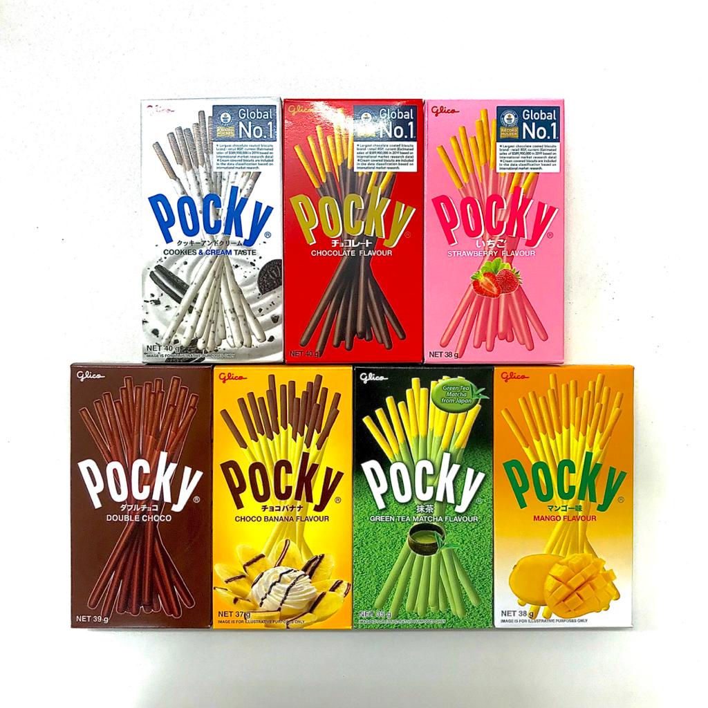 Glico Pocky Biscuit Stick 7 Flavor Variety Pack (Pack of 7) Pocky  Chocolate, Strawberry, Matcha Green Tea, Cookies & Cream , Almond , Mango  and Choco