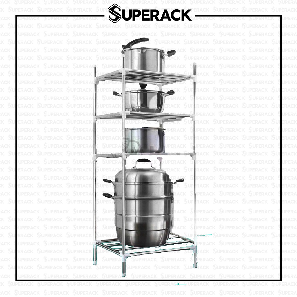 SUPERACK 5 Tiers Stainless Steel Kitchen Rack / Pot Rack / Rak Dapur ...