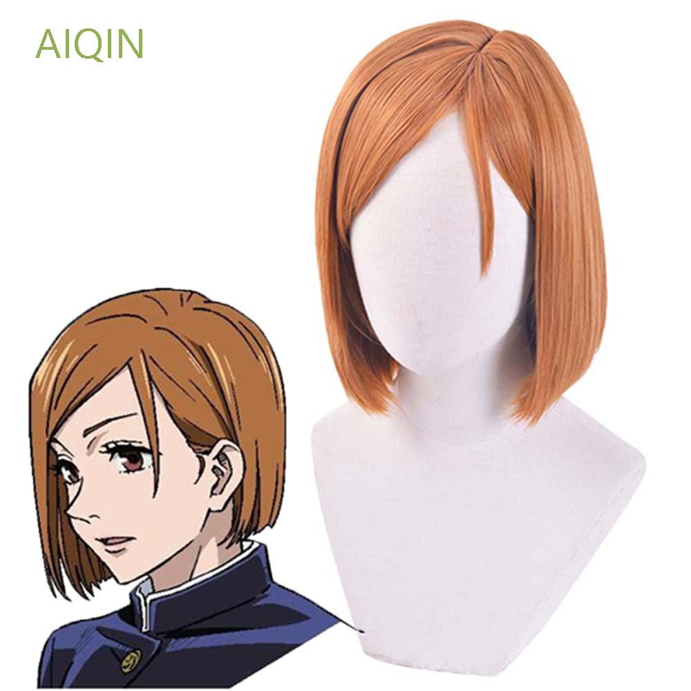 AIQIN Brown Anime Cosplay Wigs Short Jujutsu Kaisen Nobara Kugisaki Wig ...