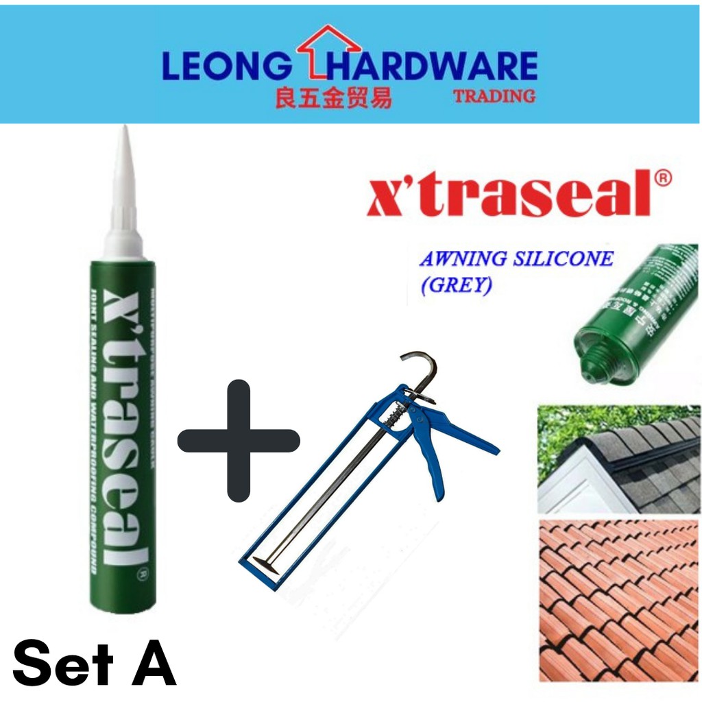 XTRASEAL AWNING & ROOFING CAULK WITH SILICONE CAULKING GUN (GREY