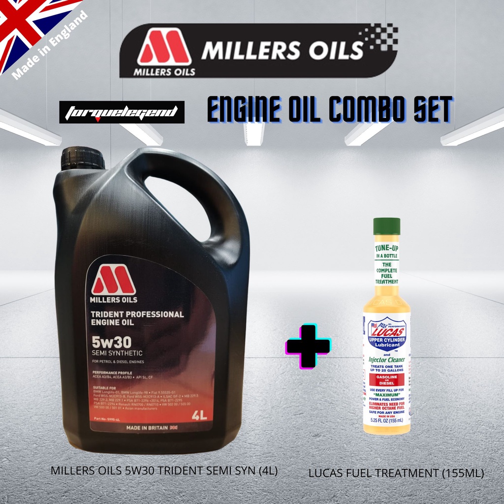 ENGINE OIL CHANGE PACKAGE MILLERS OILS 5W30 TRIDENT PRO SEMI SYN