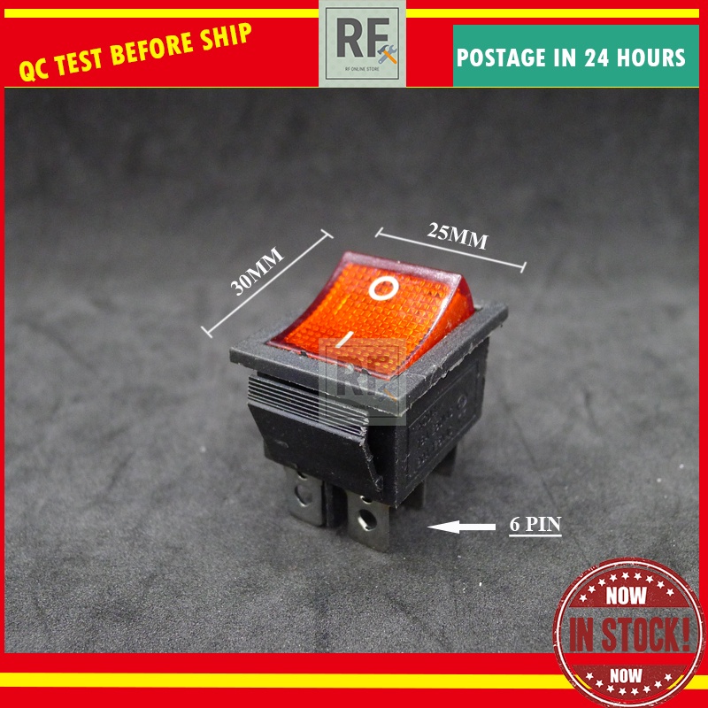AC ON OFF Switch AC250 15A Power Switches With Neon Lamp Rocker switch ...
